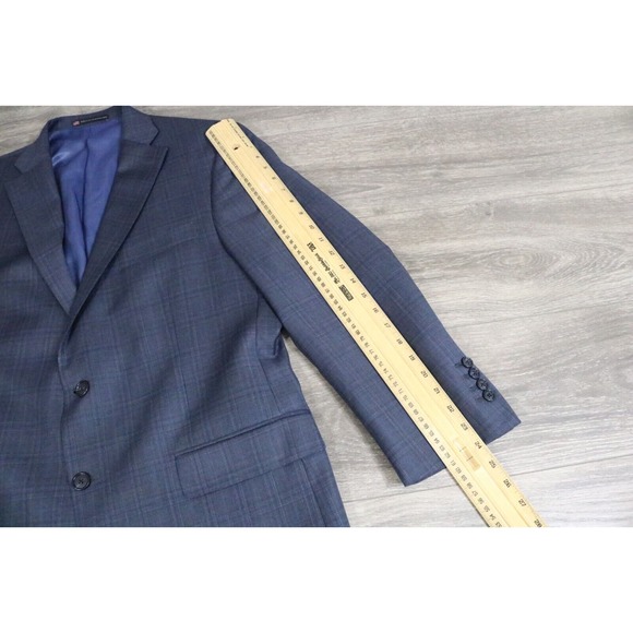 54L Hart Schaffner Marx Navy Wool 2-Piece Suit Trousers Jacket Pants 41 - Picture 8 of 16